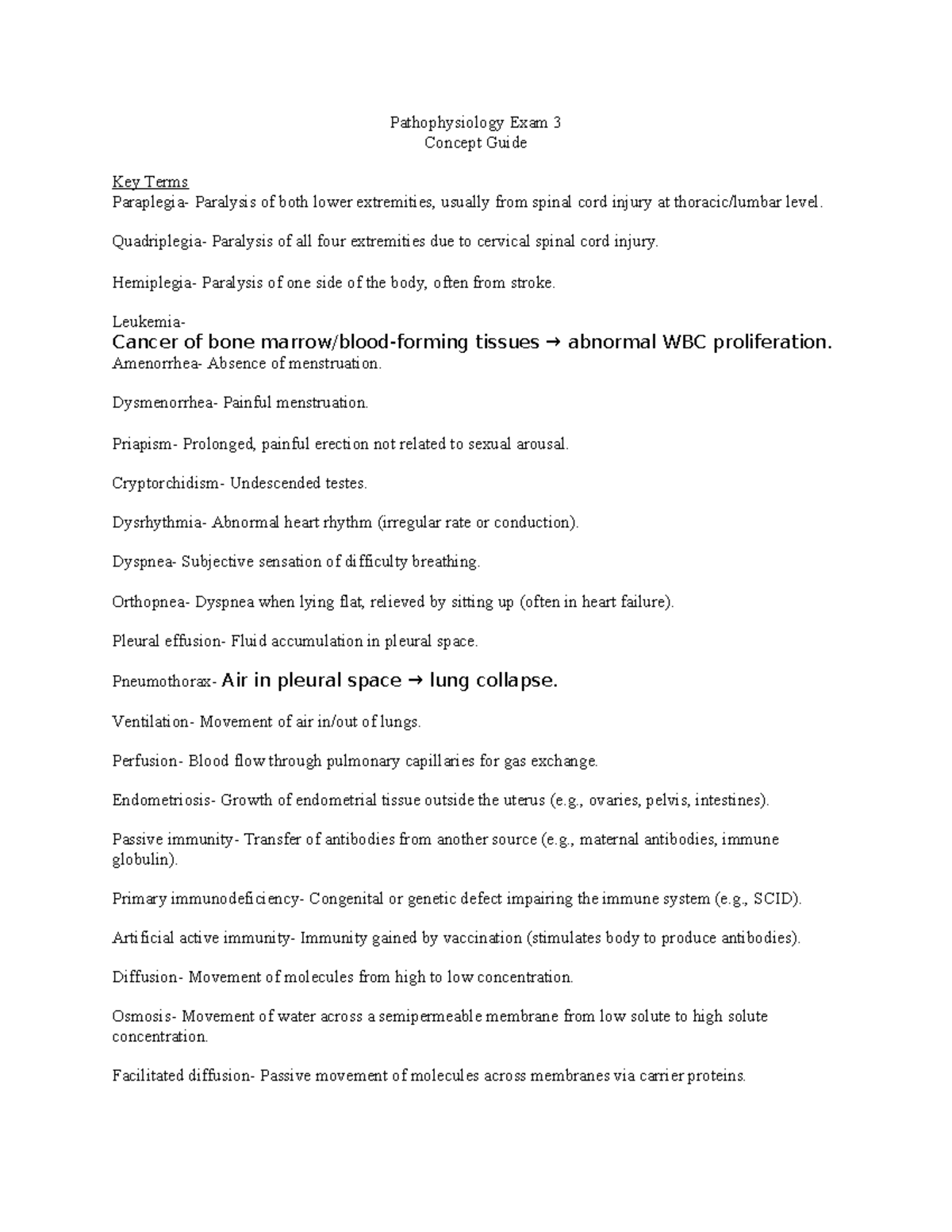Patho 3 Final Exam Concept Guide: Key Terms & Conditions - Studocu