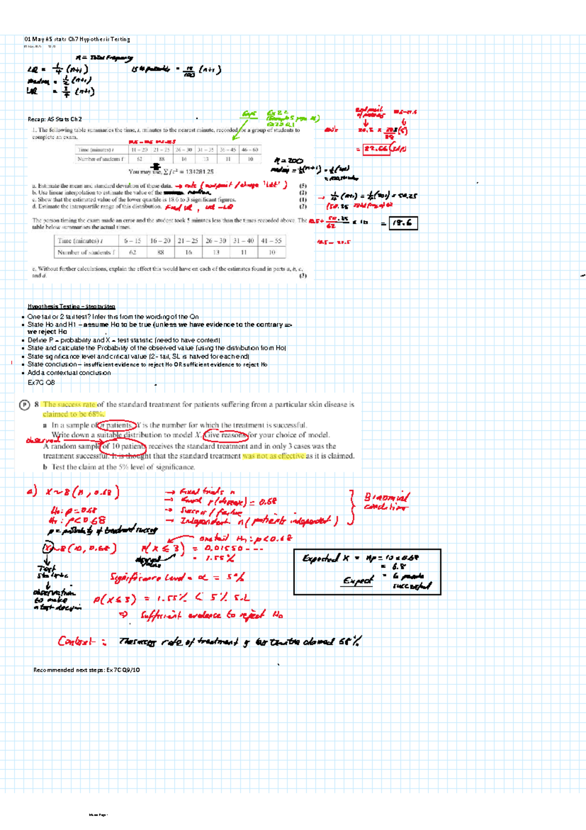AS stats Ch7 Hypothesis Testing - Studocu