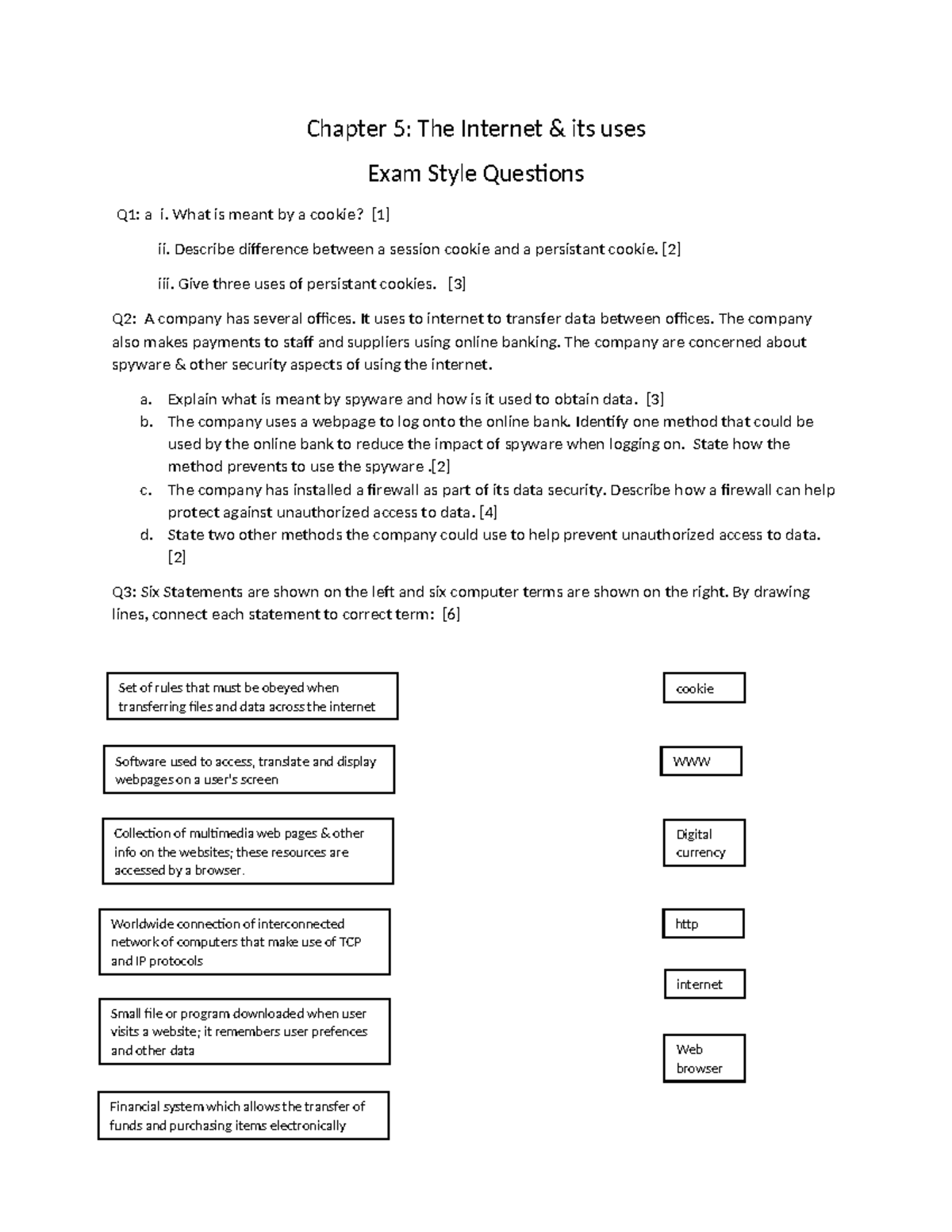 Computer Test - Internet & Uses - Exam Style Ques. & Answers - Studocu