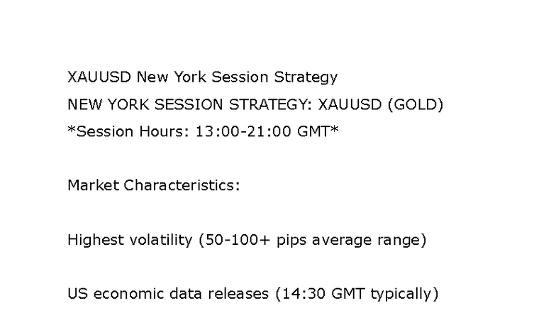 XAUUSD New York Session Trading Strategy Guide - Studocu