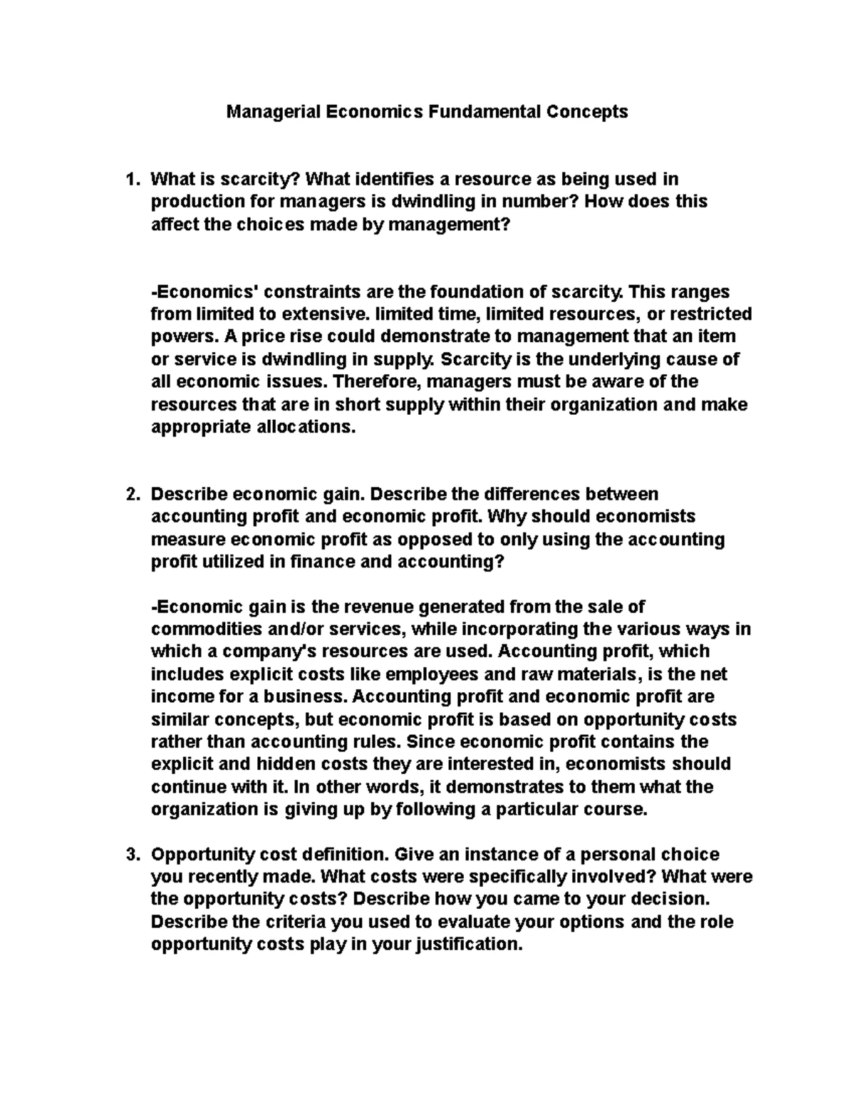 Managerial Economics ECON 3200: Key Concepts in Supply, Demand, and ...