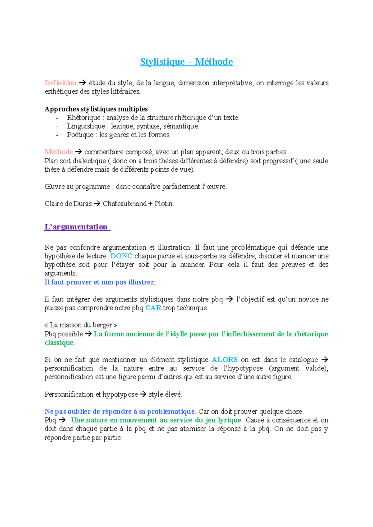Stylistique - Notes de Cours (Littérature) - Studocu