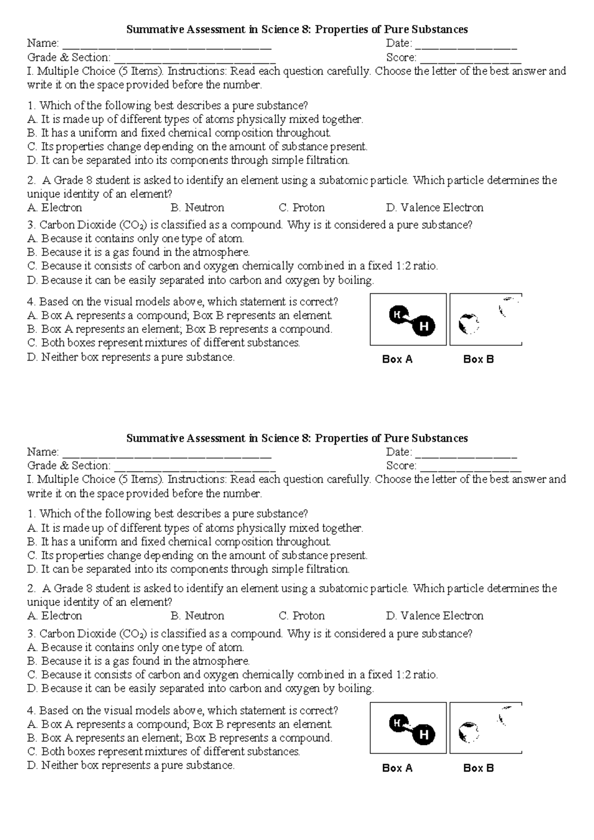 Long Quiz in Science 8: Properties of Pure Substances - Studocu