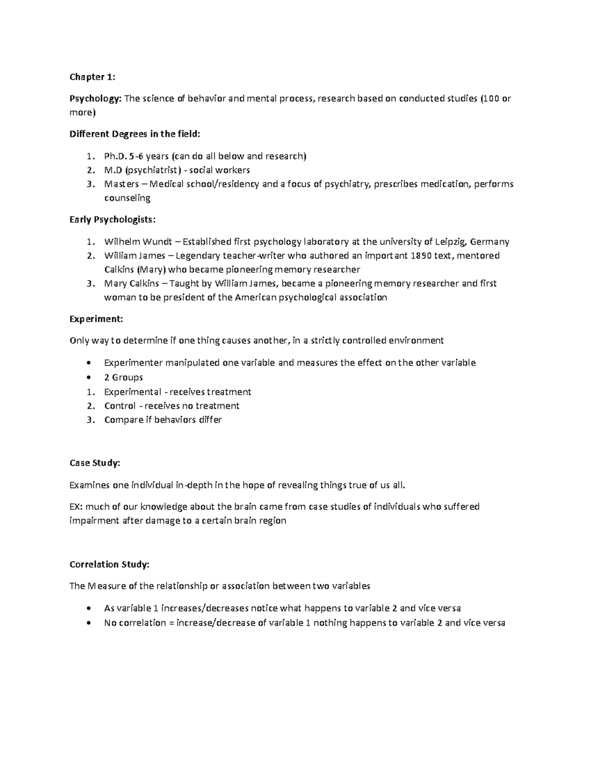 Psychology Exam 1 Review - Chapter 1: Psychology: The science of ...