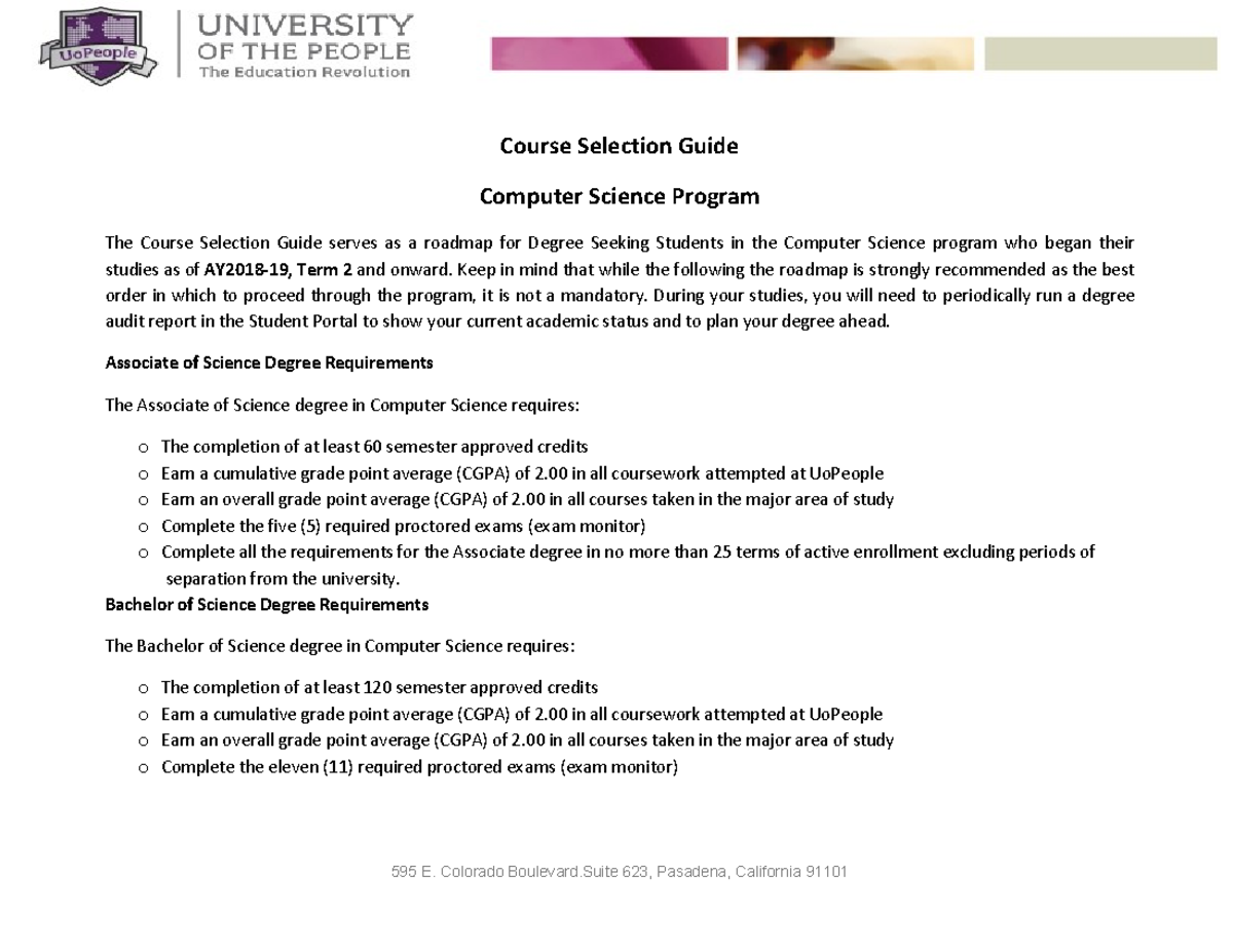 CSG: Course Selection Guide for Computer Science Program AY2018-19 ...