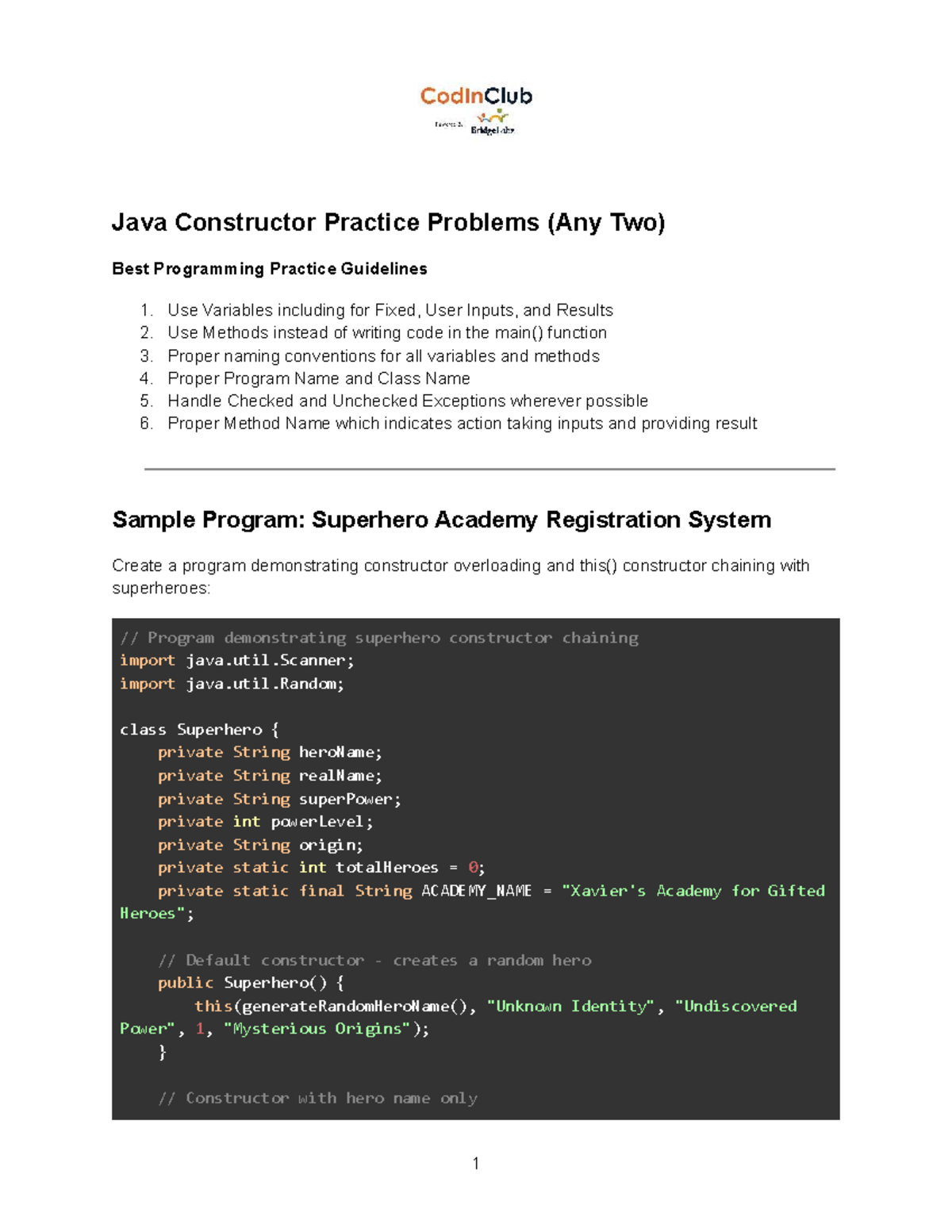 S4 - OOP Fundamentals: Java Constructor Lab Practice Problems - Studocu