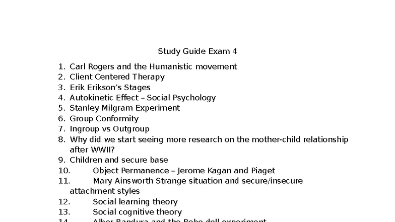 Psychology Study Guide: Exam 4 - Key Concepts & Theories - Studocu