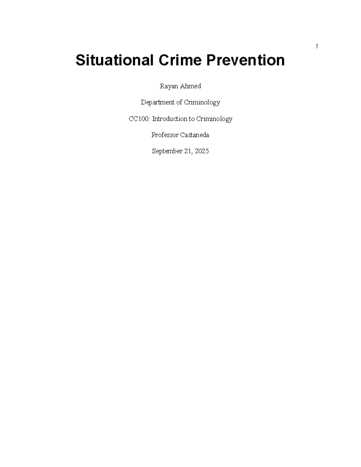 Situational Crime Prevention Strategies in Criminology CC100 - Studocu