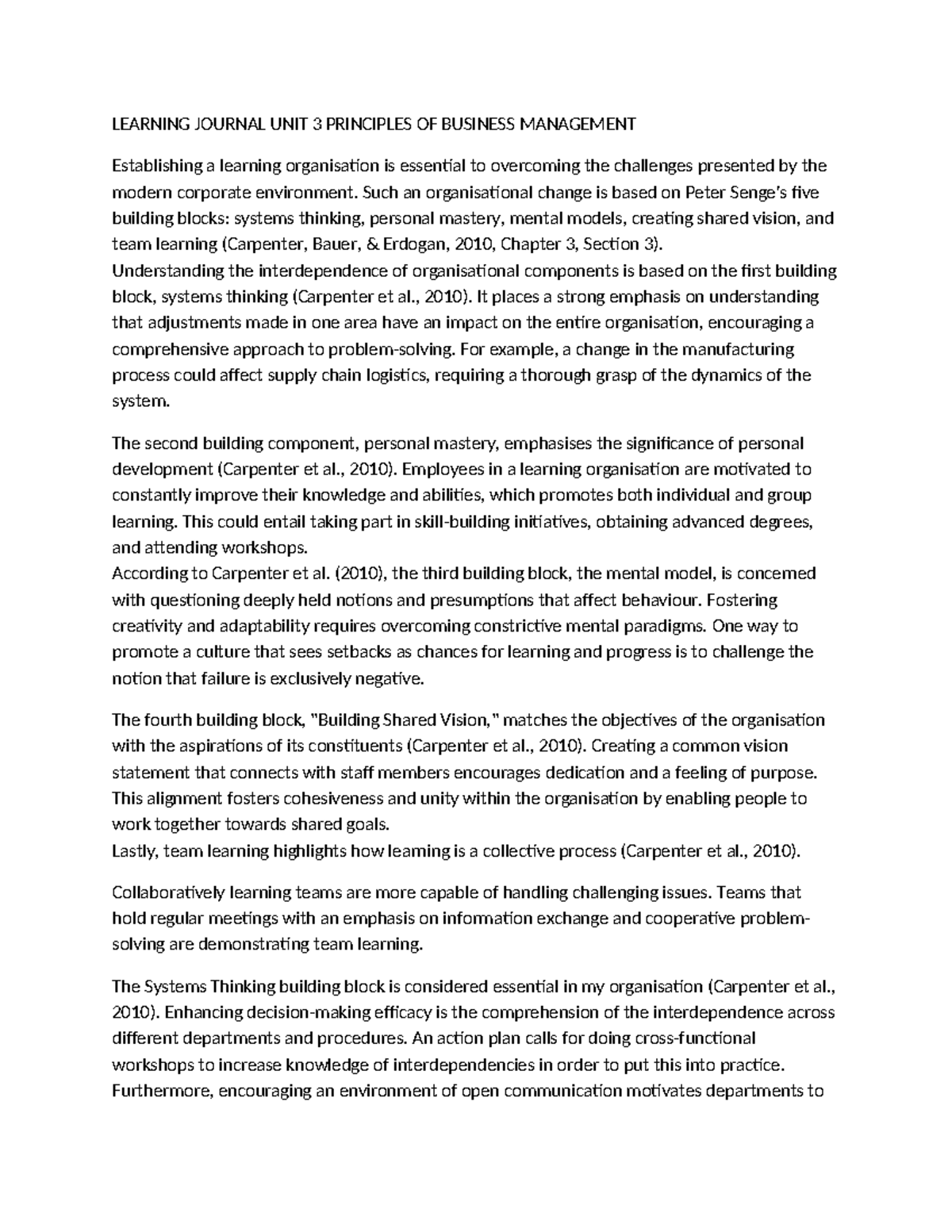 Learning Journal 3 BUS 1101 - LEARNING JOURNAL UNIT 3 PRINCIPLES OF ...