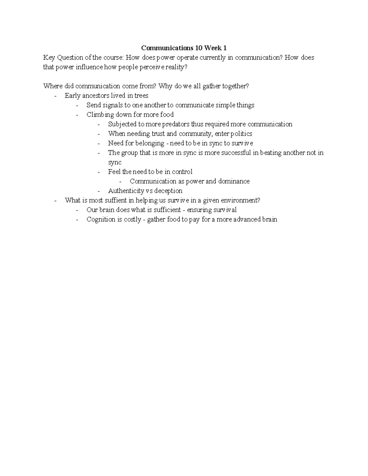 Communications 10 - Week 1: Power Dynamics in Communication - Studocu