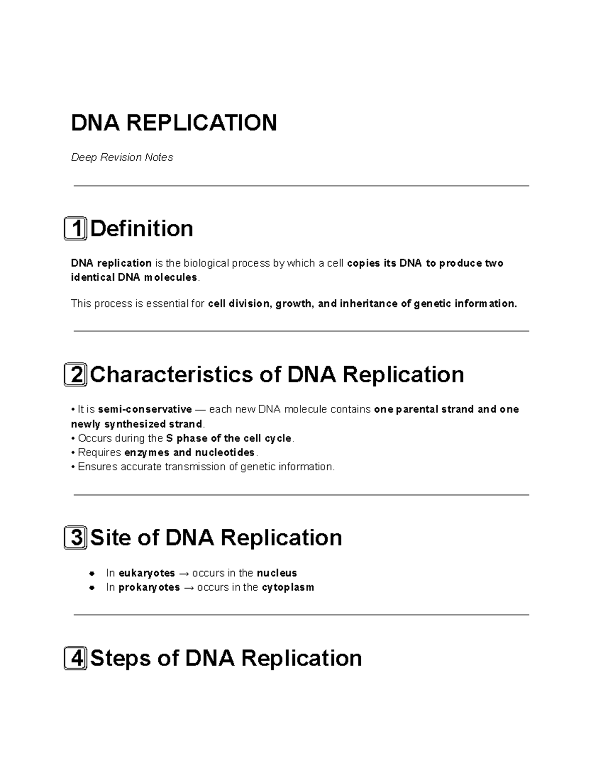 DNA Replication (BIO101) Final Revision Notes and Summary - Studocu