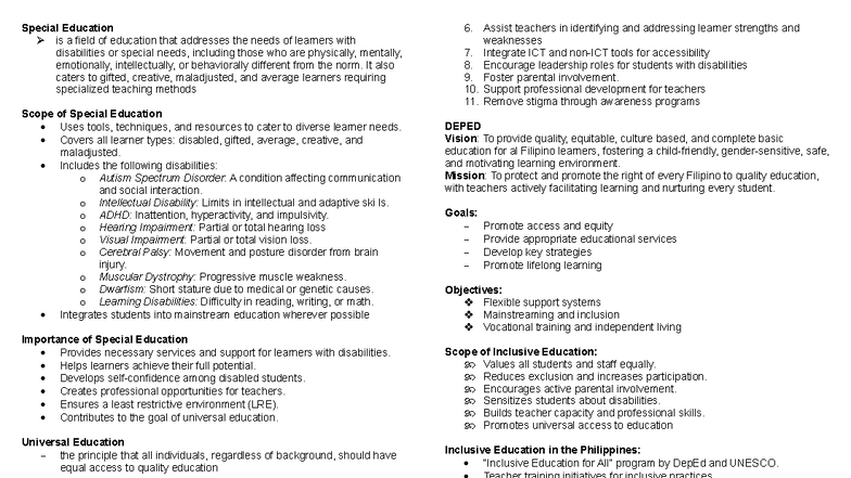 EDUC 7 10 8 - review - Special Education is a field of education that ...
