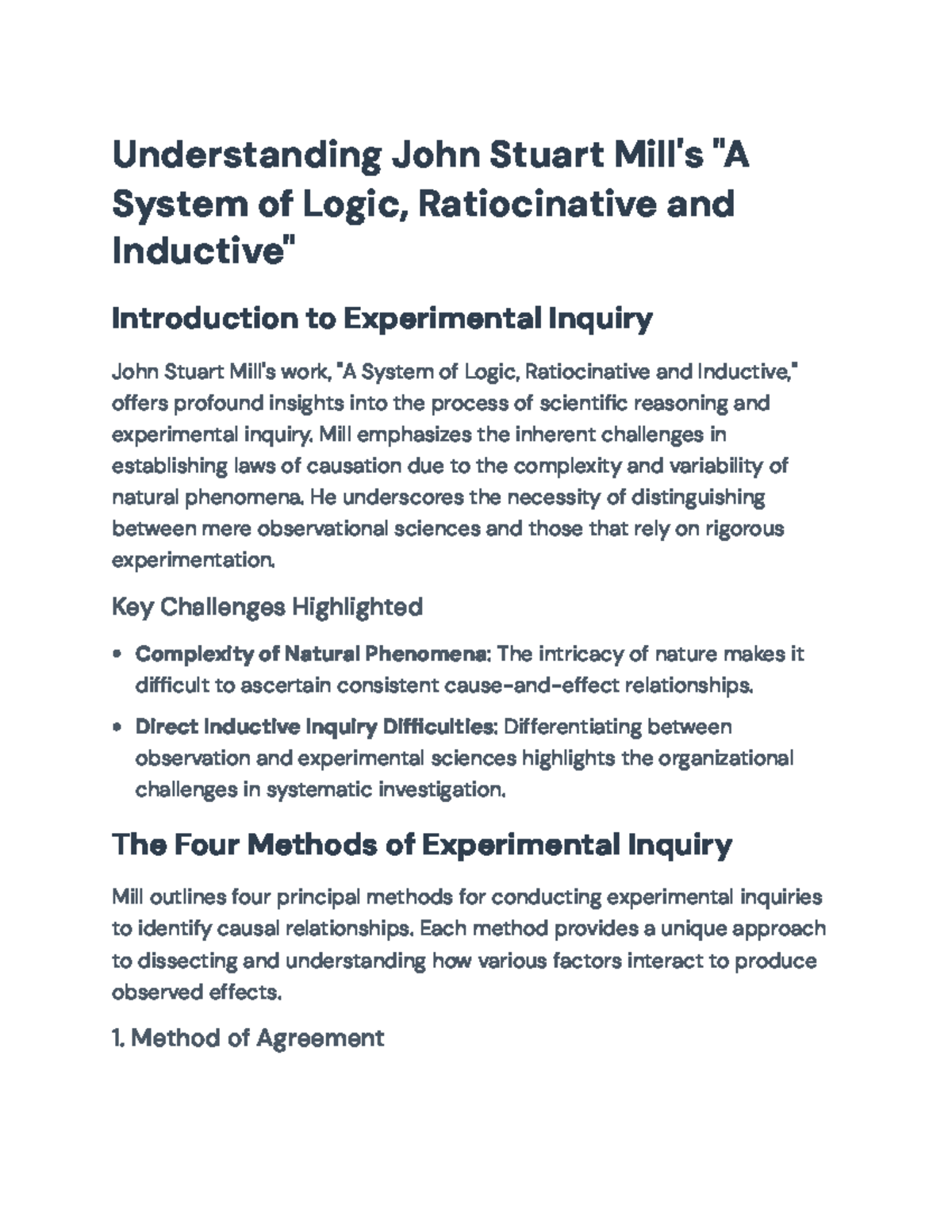 Understanding Mill's Methods of Experimental Inquiry in Logic (PHIL101 ...