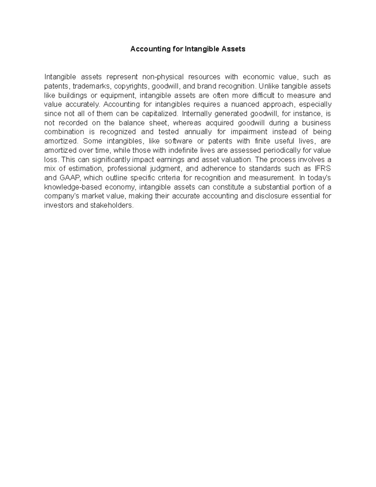 Accounting for Intangible Assets - Accounting for Intangible Assets ...