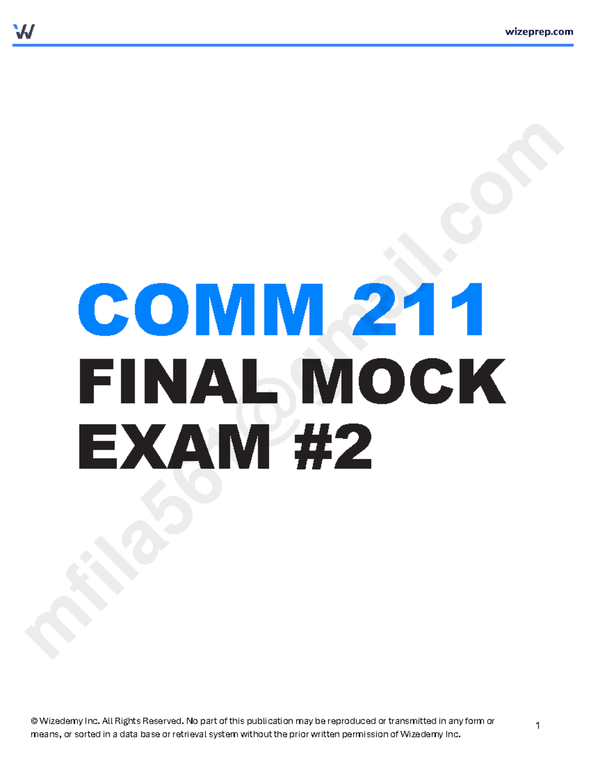 COMM 211 Final Mock Exam 2 - Comprehensive Study Guide - Studocu