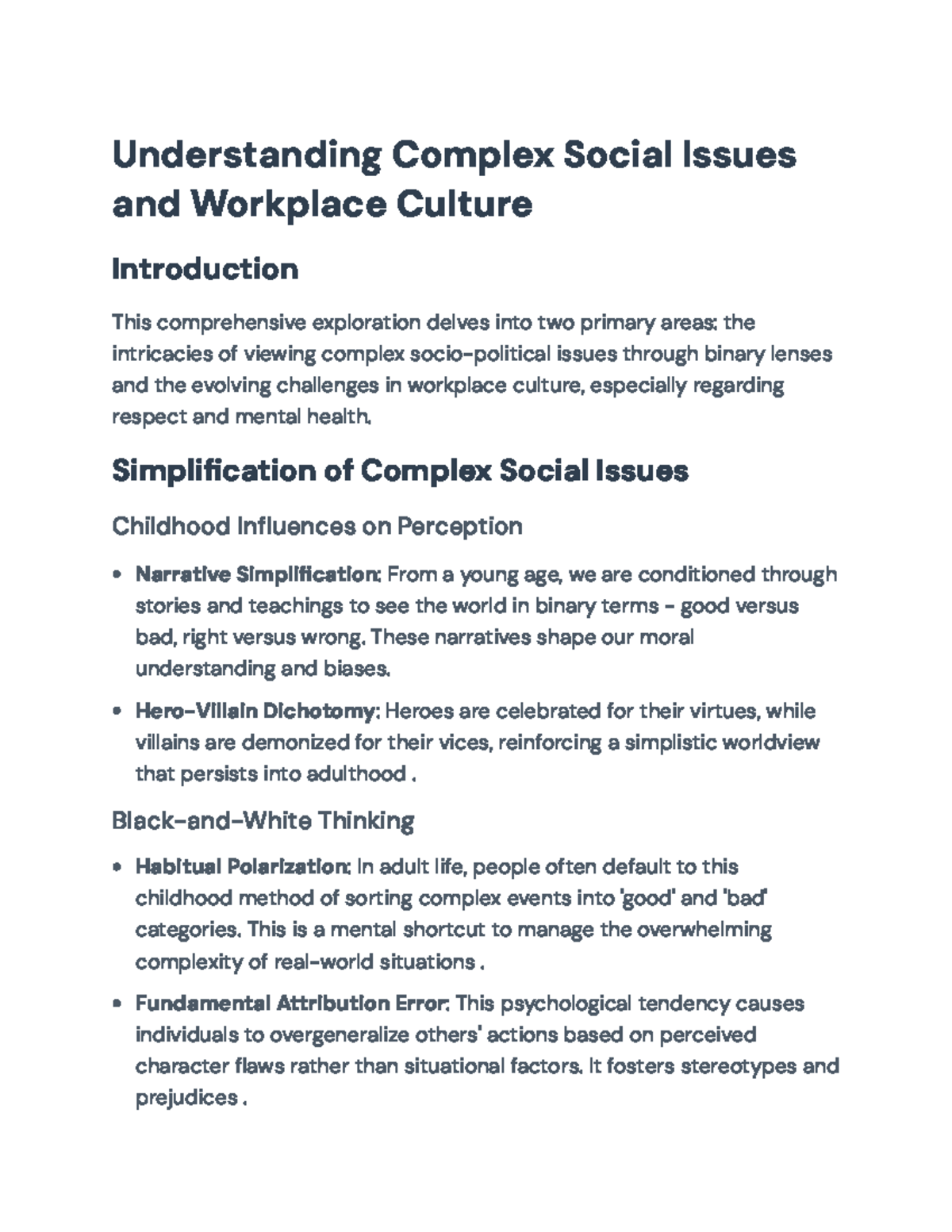 Understanding Complex Social Issues and Workplace Culture (Course Code ...