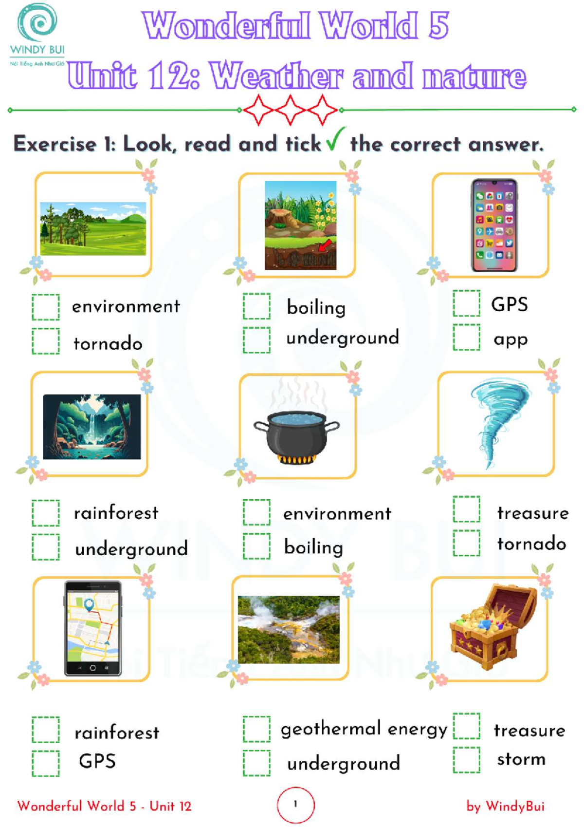 Unit 12: Weather and Nature Exercises - Wonderful World 5 by Windy Bui ...