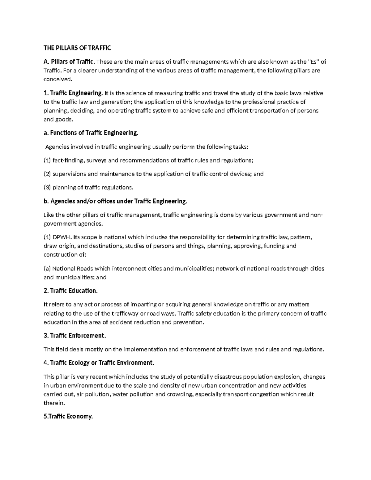 Traffic Management Pillars: Engineering, Education, Enforcement, and ...