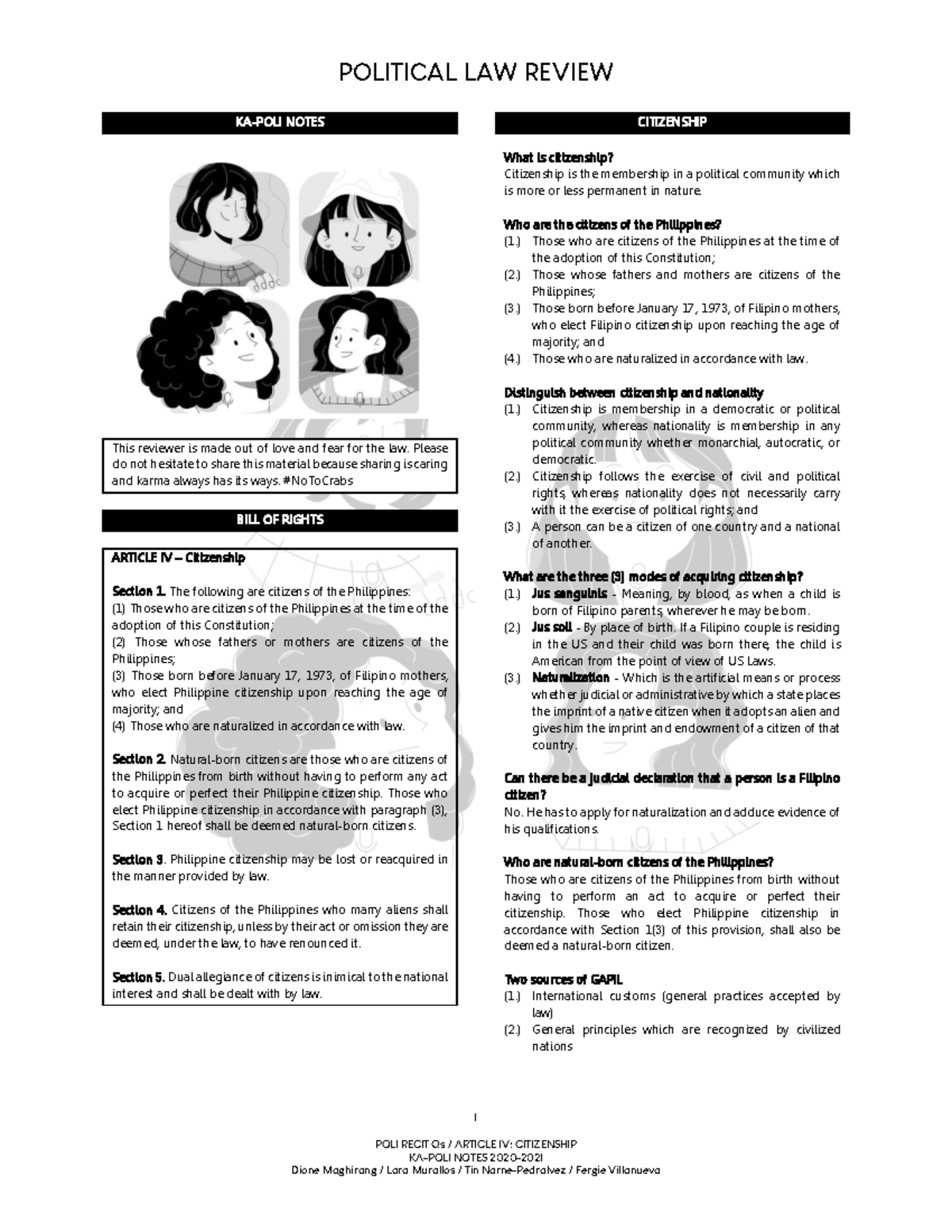 POLI 101: Political Law Review Notes on Citizenship and Naturalization ...