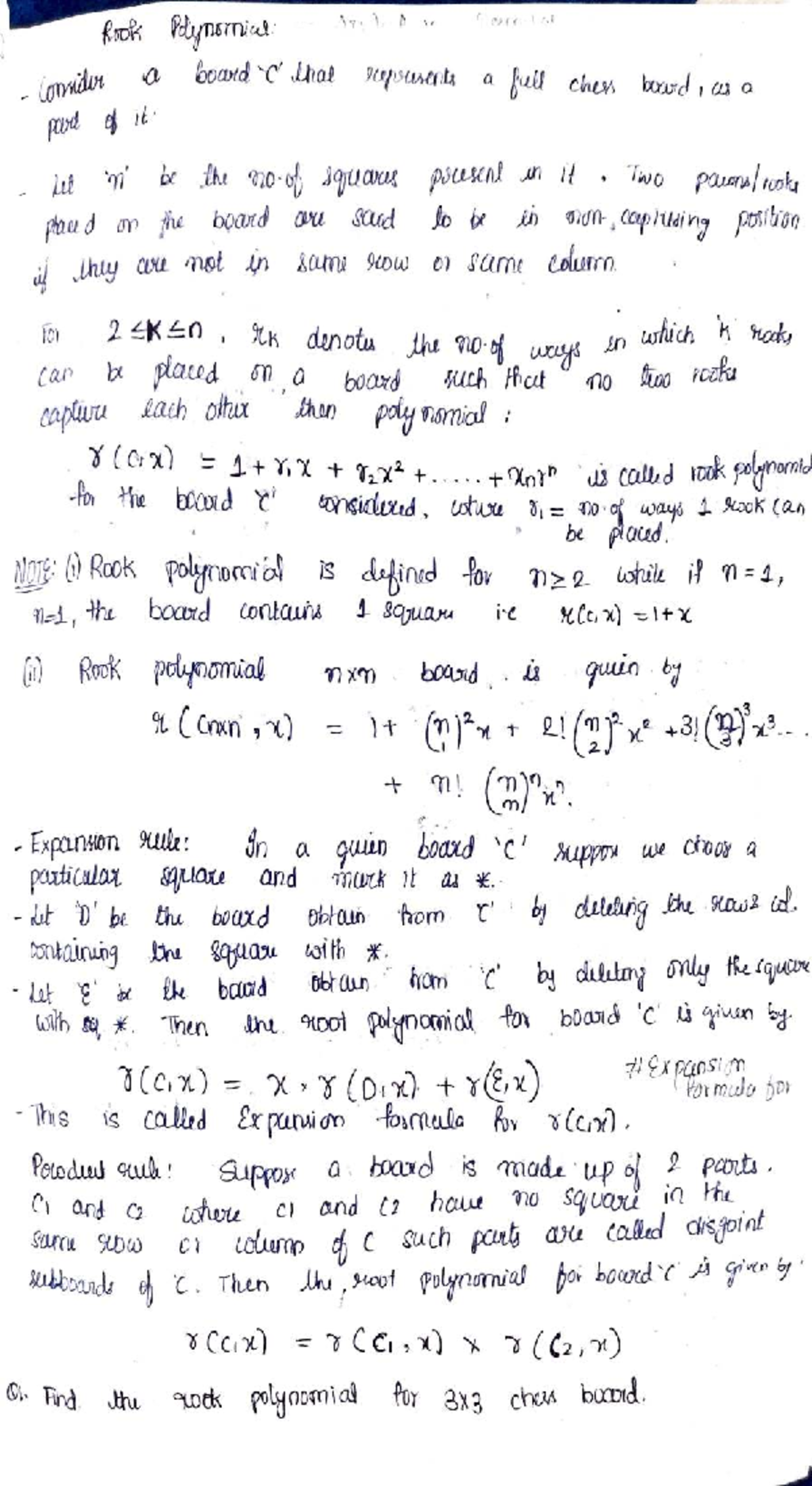 Rook Polynomial Analysis and Applications in Chess Boards (MATH 4 ...