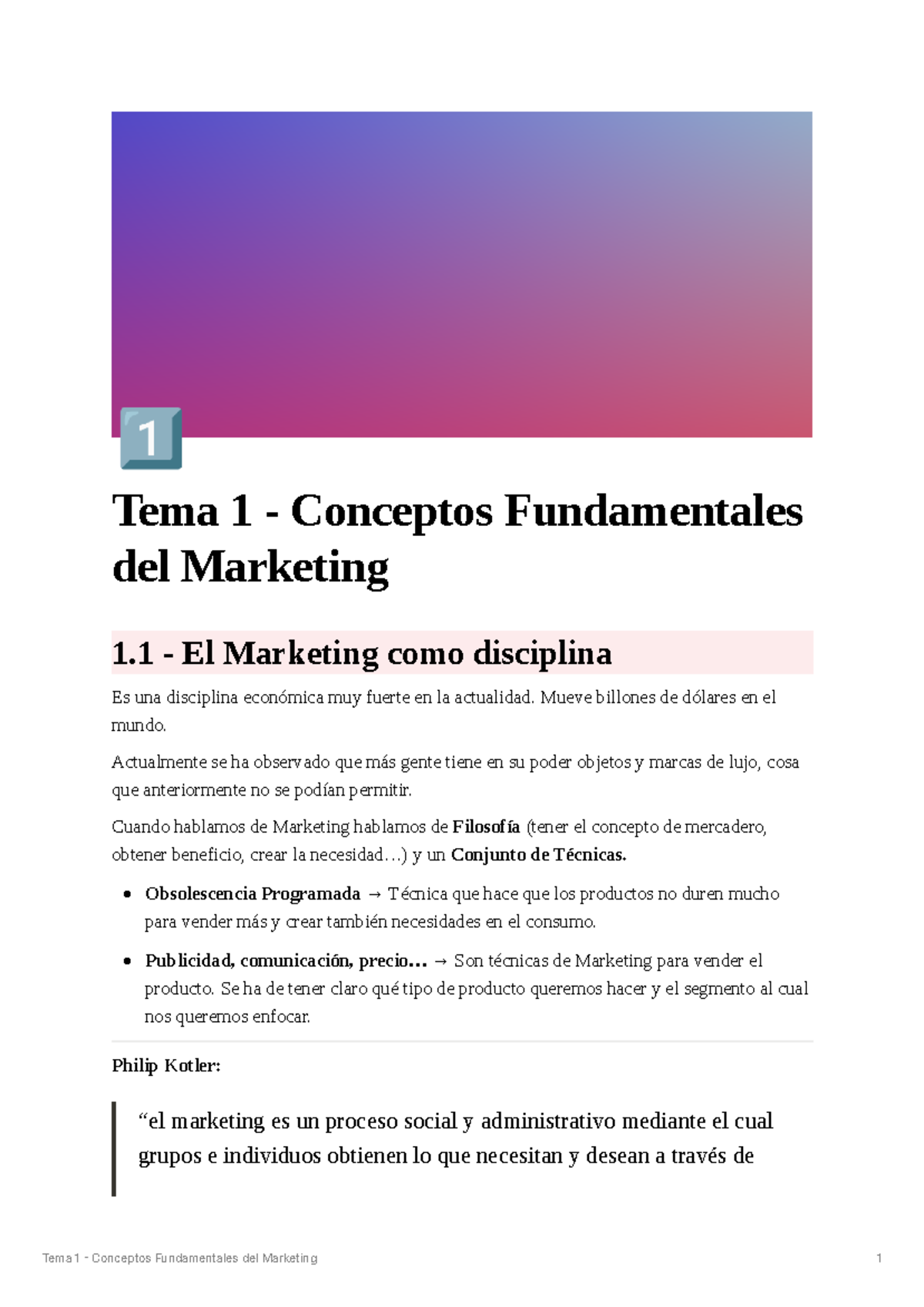 Tema 1 - Conceptos Clave en Marketing (MKT101) - Introducción y ...