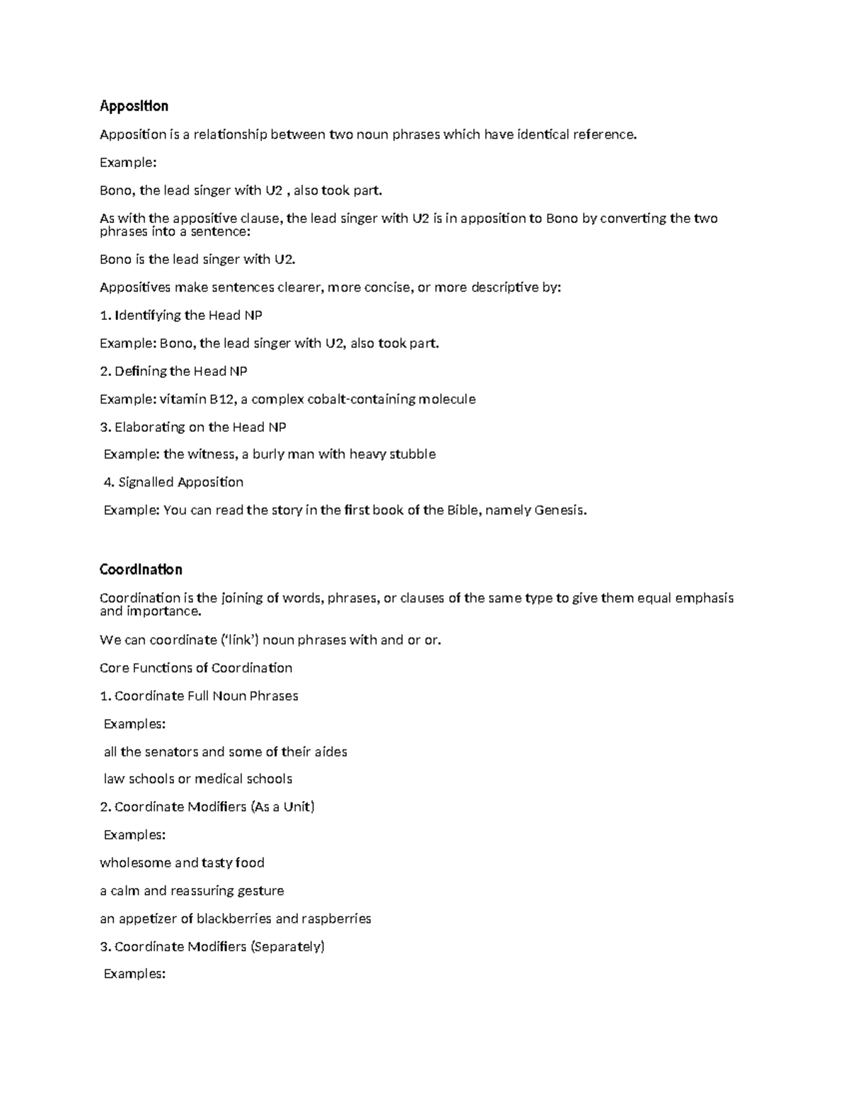 Apposition and Coordination in Noun Phrases - WPS Office - Studocu