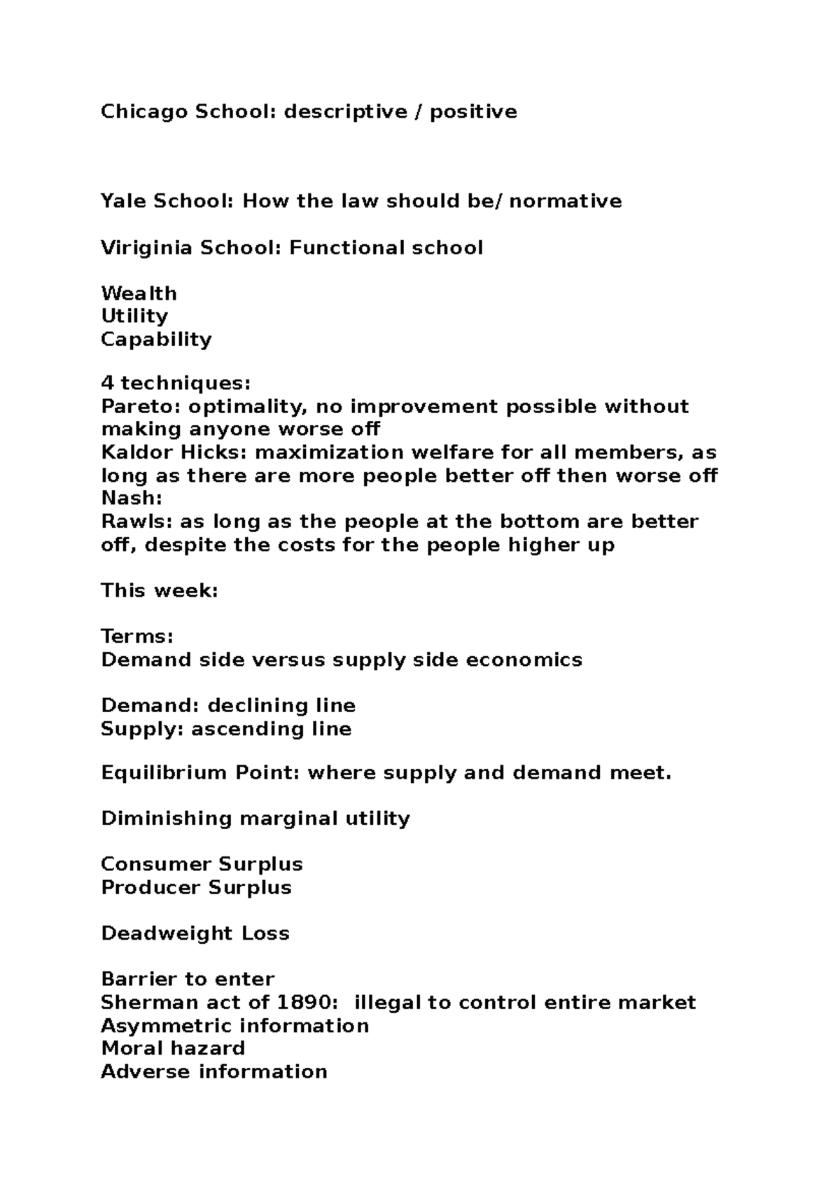 Chicago School and Market Failures: Key Economic Concepts and Terms ...