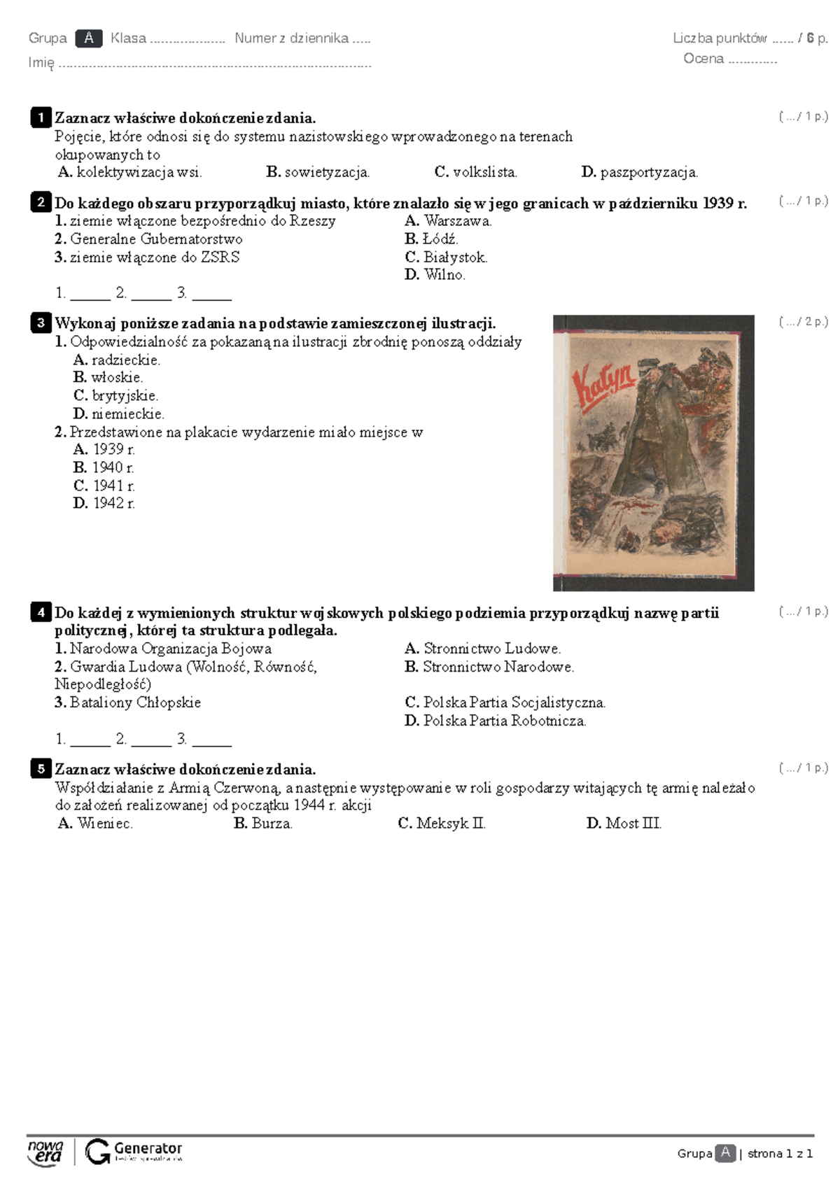 Sprawdzian Wrzechsiqt 1 I 2 Temat Liceum