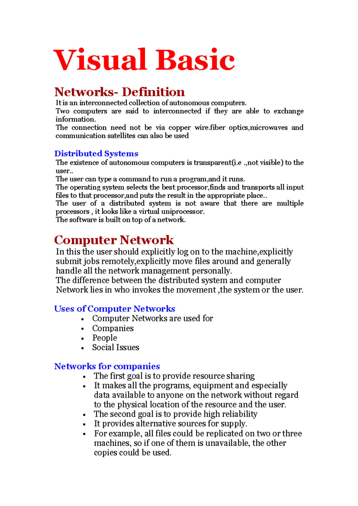 Visual Basic - Networks: Definitions, Advantages, and Disadvantages ...