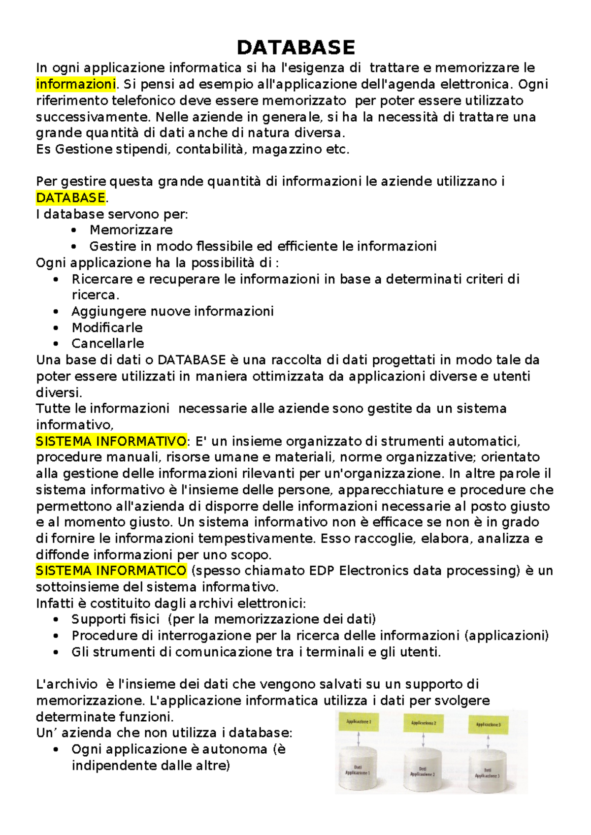 Riassunto Database - Informatica di Base - Studocu