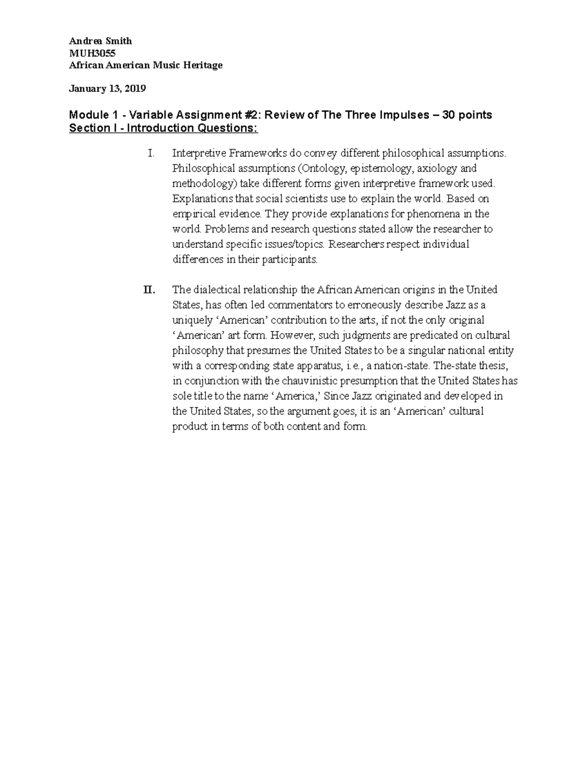 MUH Module 1 - Assignment 2: Review of Jazz and Cultural Identity - Studocu