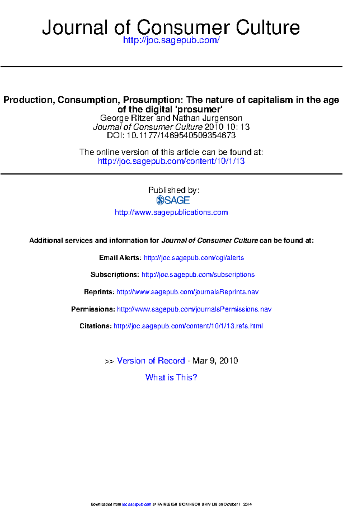 Production and Consumption in Digital Prosumer Capitalism: A Study ...