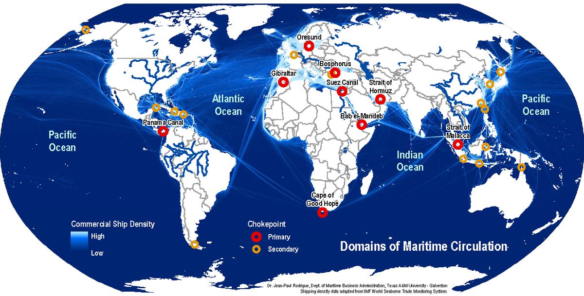Map Domains Maritime Circulation - Panama Canal Gibraltar Suez Canal ...