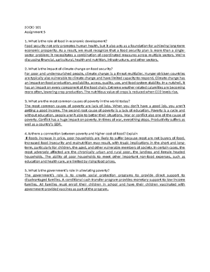 Socio 101 assignment 7 - essay - SOCIO 101 AAIGNMENT 7 POVERTY Poverty ...