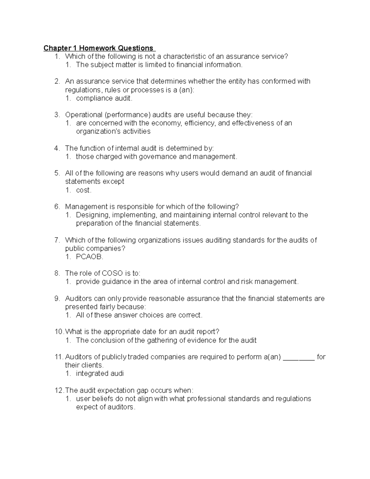 Ch 1-8 Homework & Quiz 1: Key Questions & Answers - Studocu