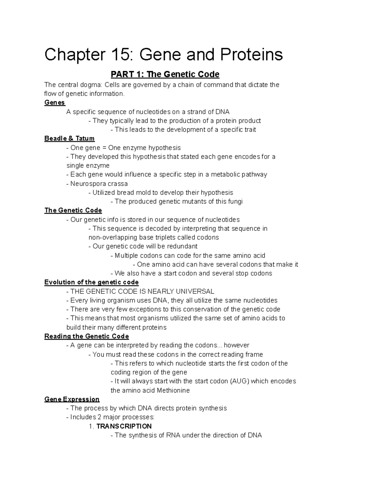 Chapter 15: Genes, Proteins, and the Genetic Code Explained - Studocu