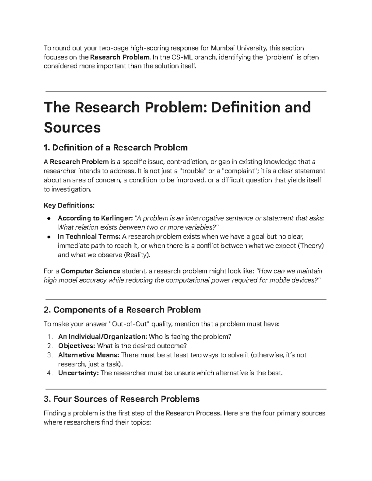 Research Problem Identification in CS: Key Definitions & Sources - Studocu