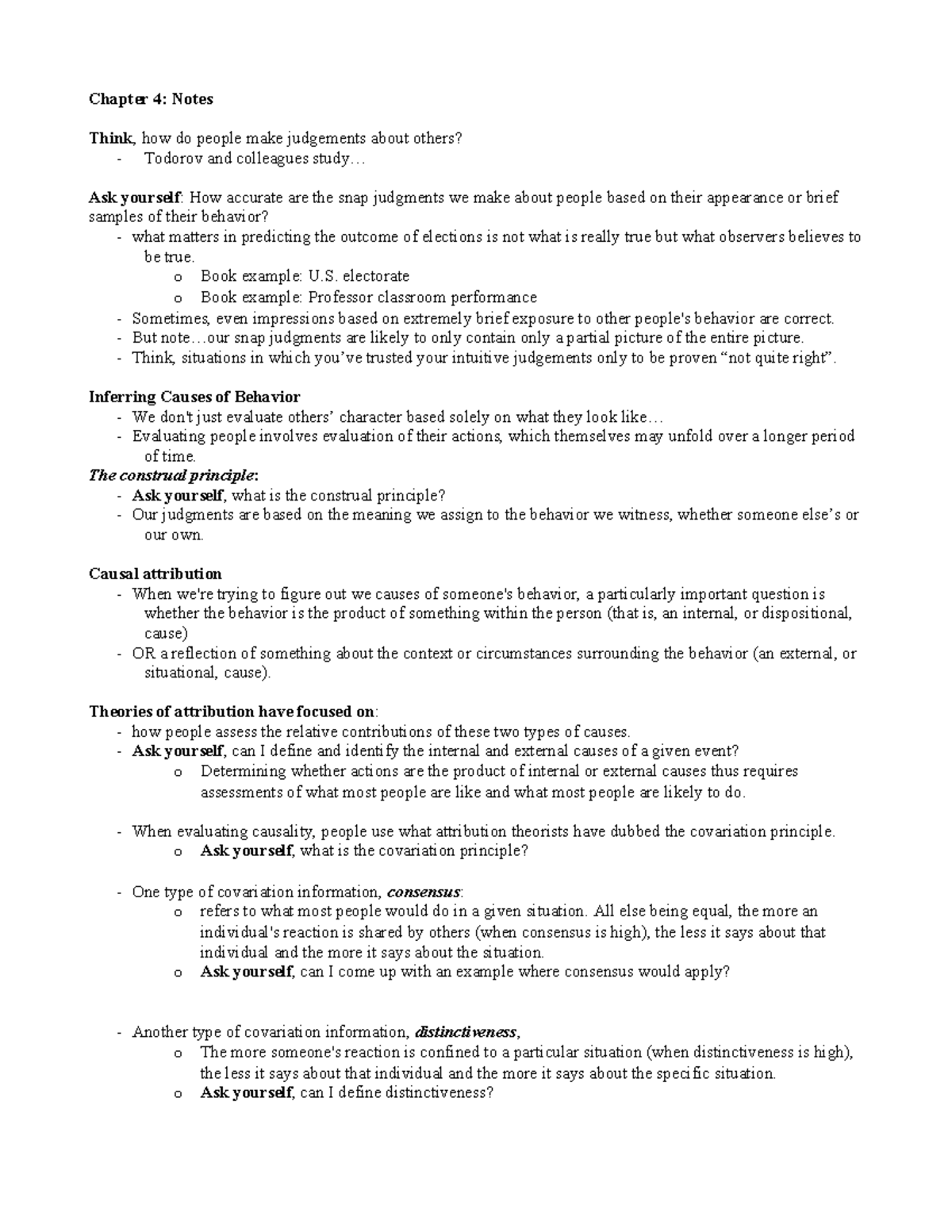 Chapter 4 textbook notes - Chapter 4: Notes Think, how do people make ...