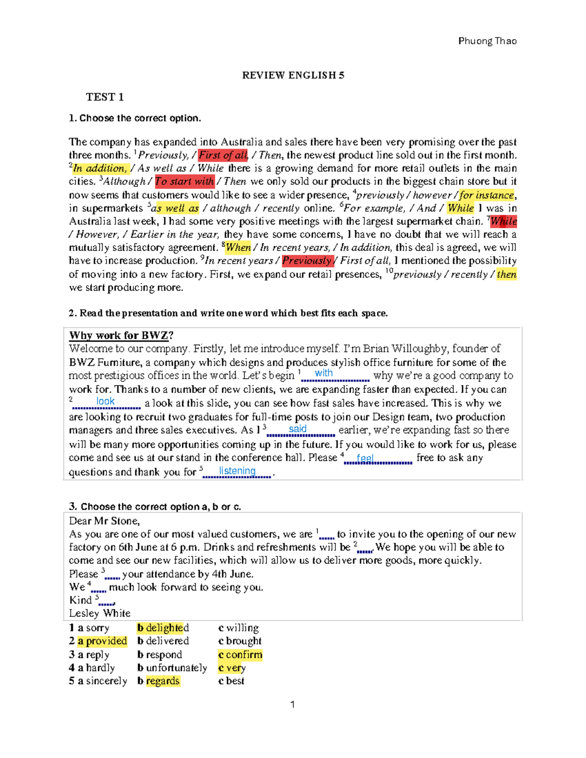 Review of English 5 - Comprehensive Test Preparation Materials - Studocu