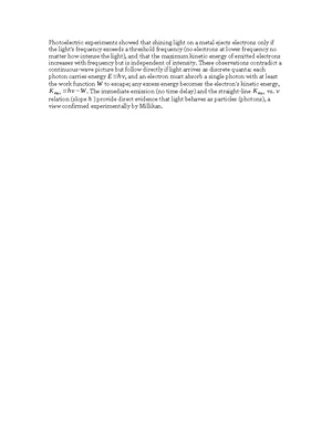 Photoelectric Effect - Study Notes & Assignments - Studocu
