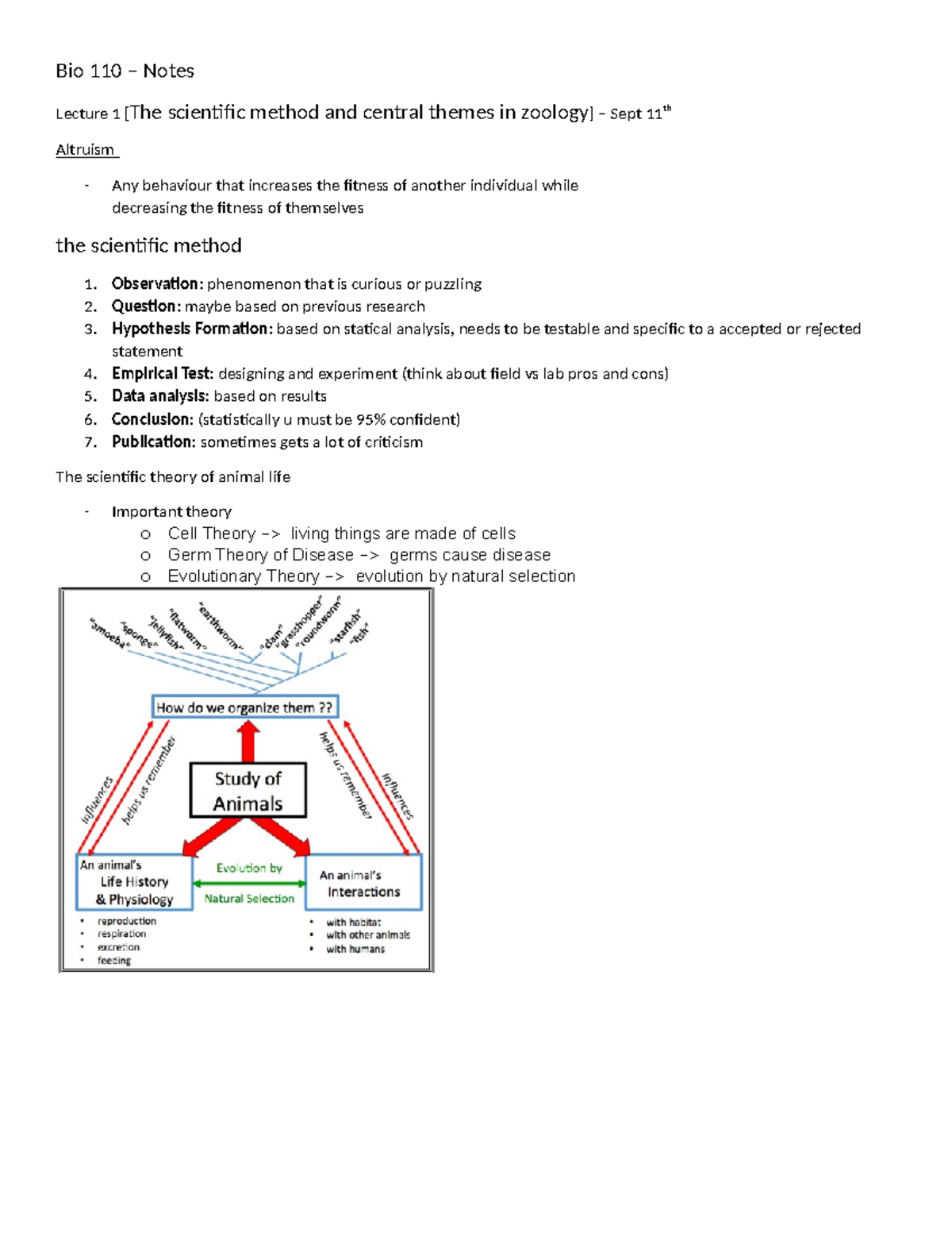 Bio 110 - Notes - Bio 110 – Notes Lecture 1 [The scientific method and ...