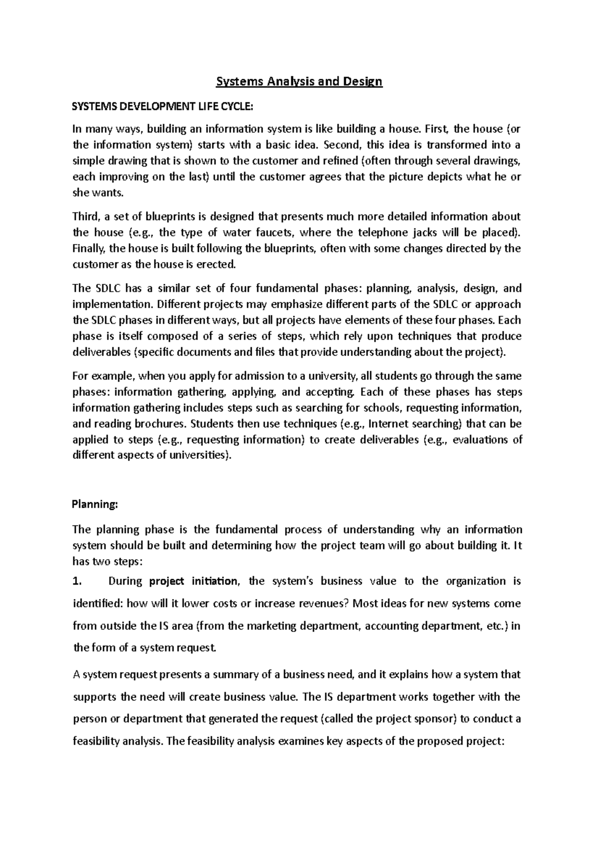 Systems Analysis and Design: A Comprehensive Study of SDLC - Studocu