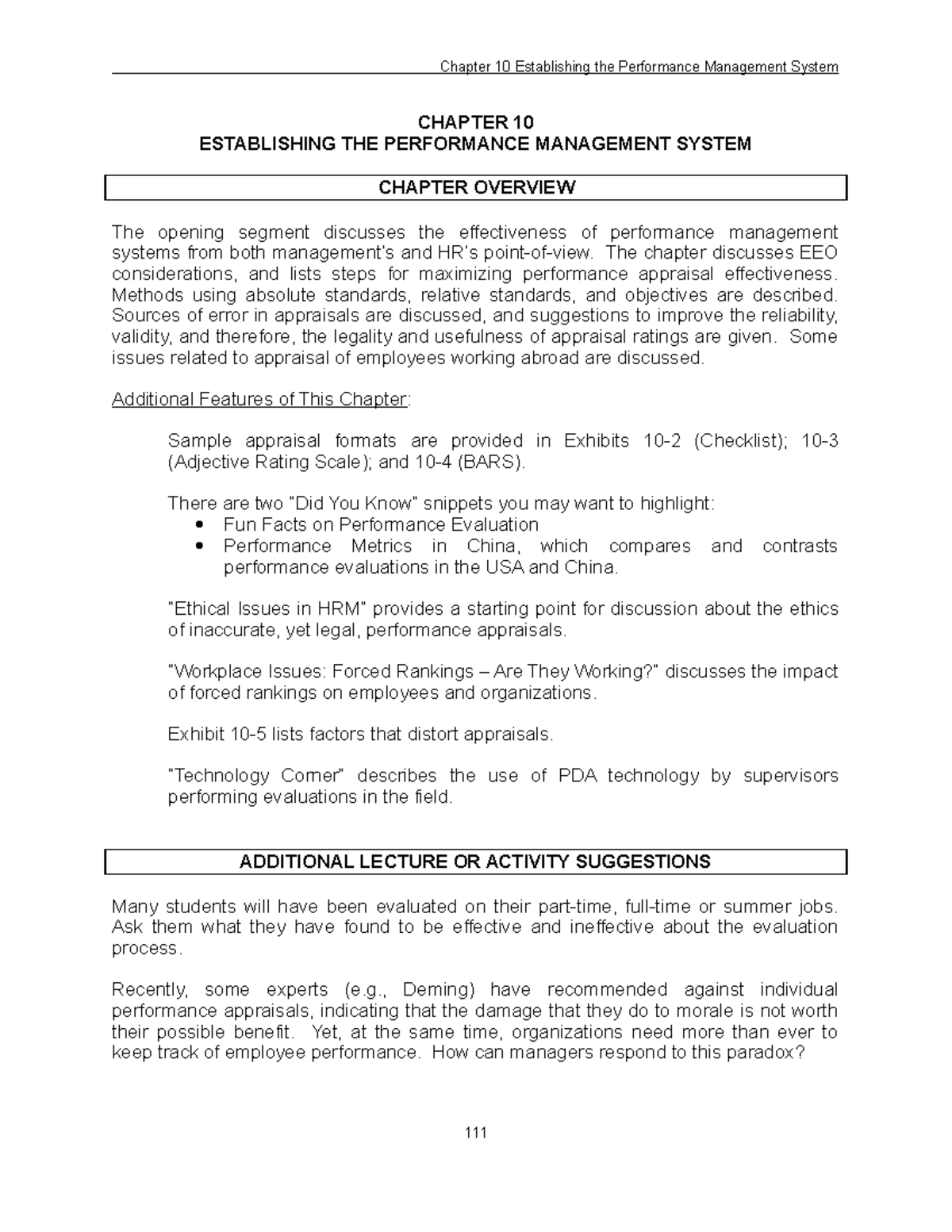PERFORMANCE MANAGEMENT SYSTEM - Lecture Notes (Chapter 10) - Studocu