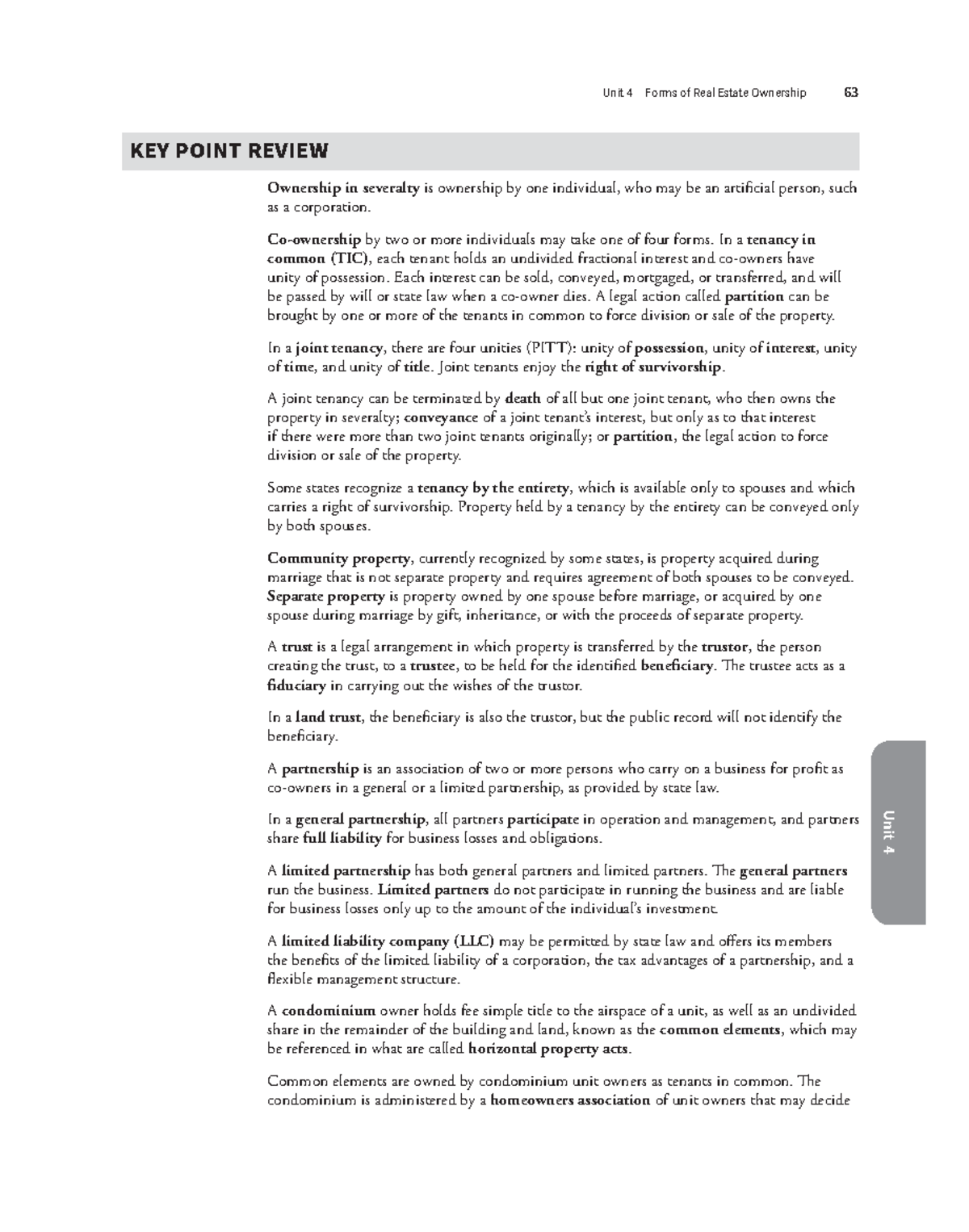 Chapter 4 Review: Types of Real Estate Ownership Explained - Studocu