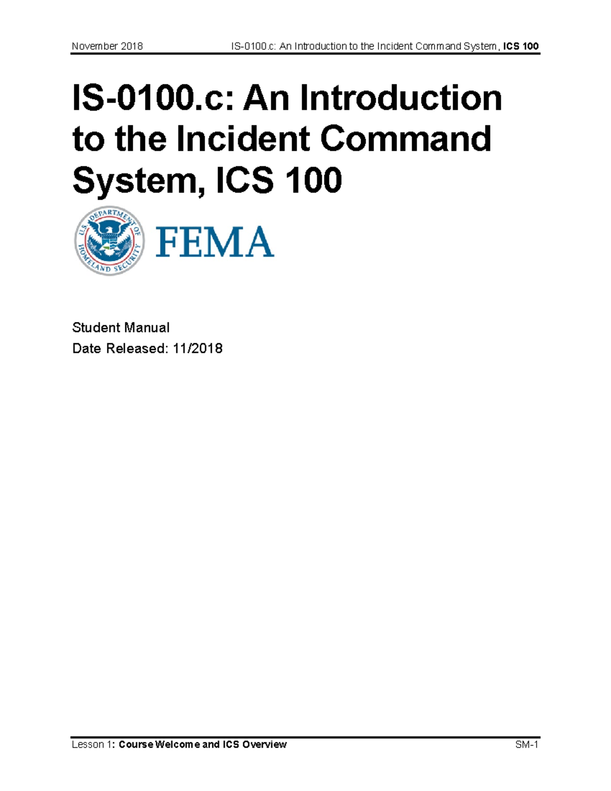ICS 100: Introduction to the Incident Command System - Student Manual ...