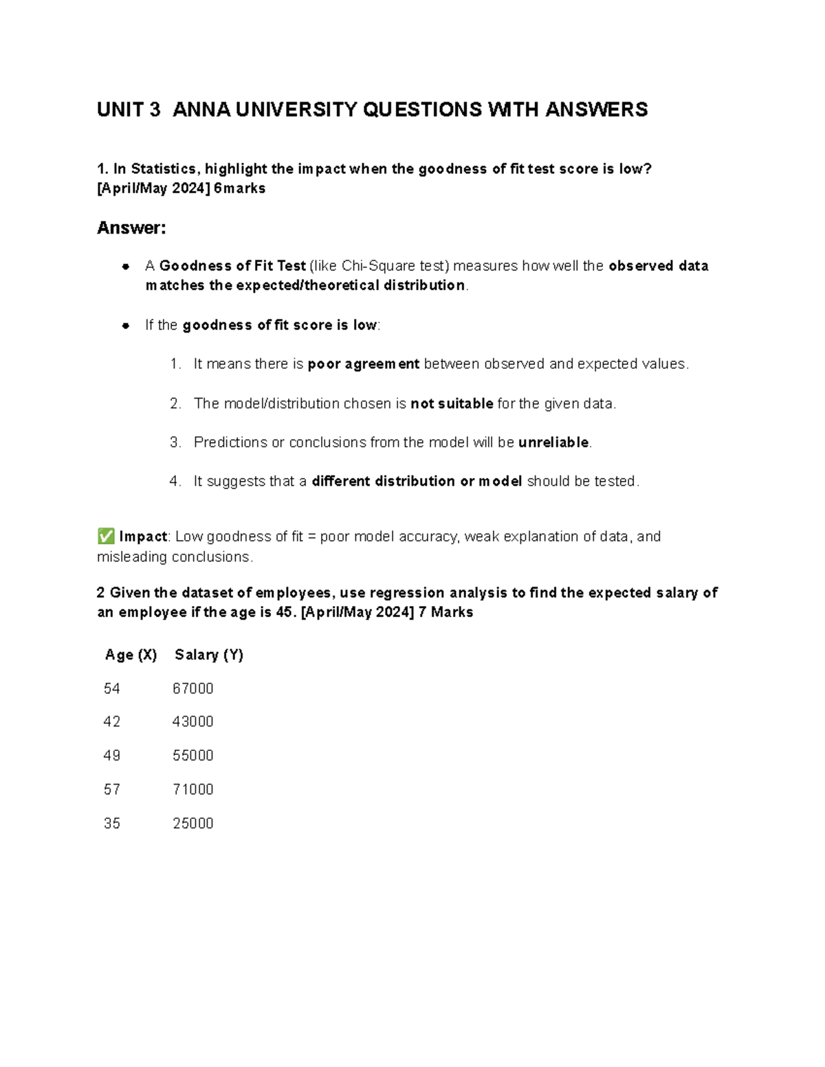 UNIT 3 ANNA UNIVERSITY STATISTICS QUESTIONS &amp; ANSWERS - Studocu