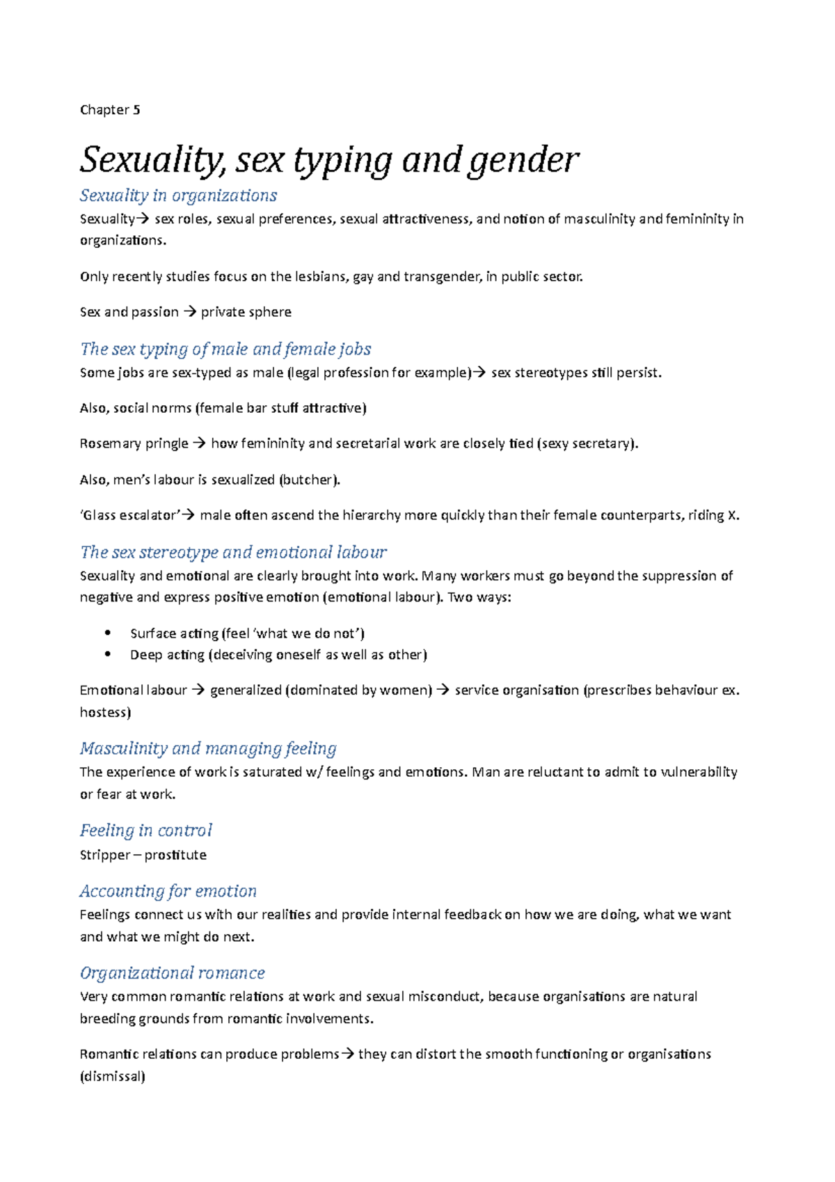 Chapter 5 Summary - Sexuality and Gender in Organizational Behaviour ...