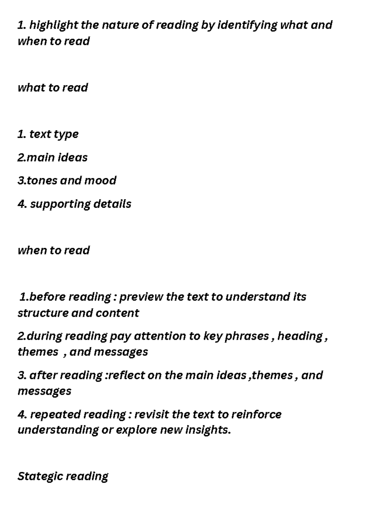 1. Highlight the stages involved in studying a comprehension passage ...