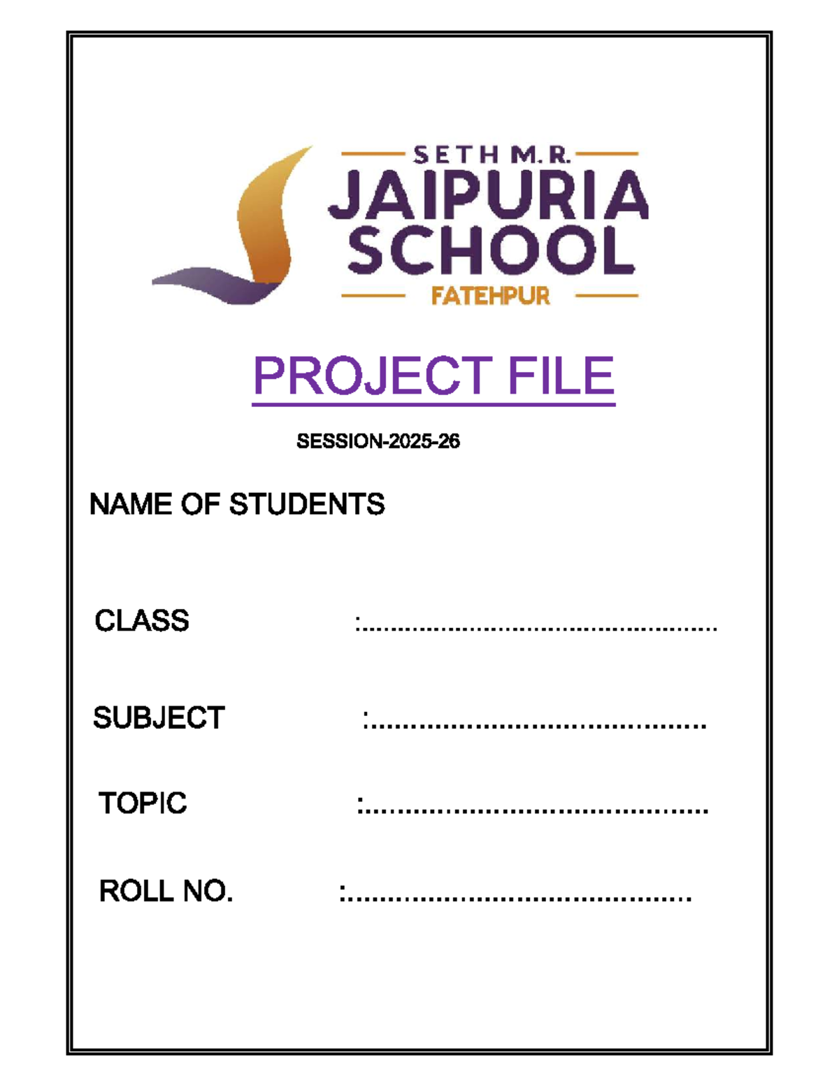 SETH M. R. JAIPURIA SCHOOL PROJECT FILE: 12th Std Software Development ...