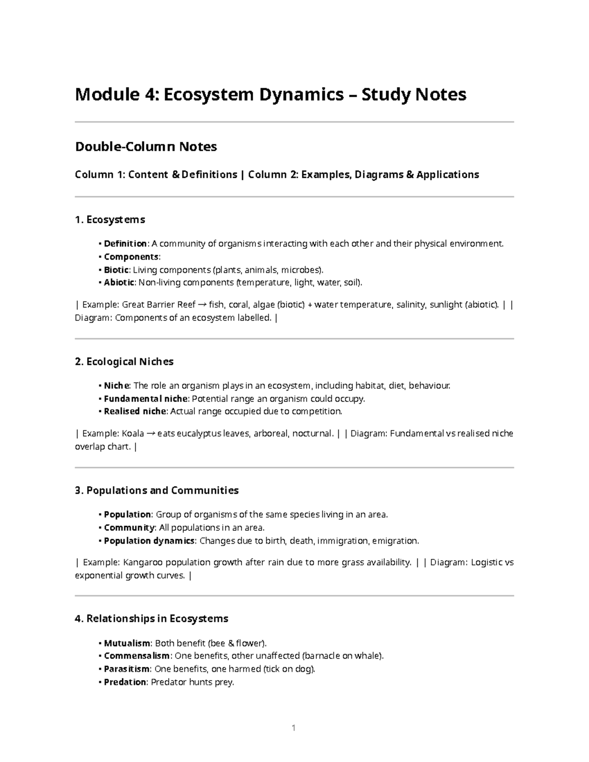Module 4: Ecosystem Dynamics Study Notes for Biology - Studocu